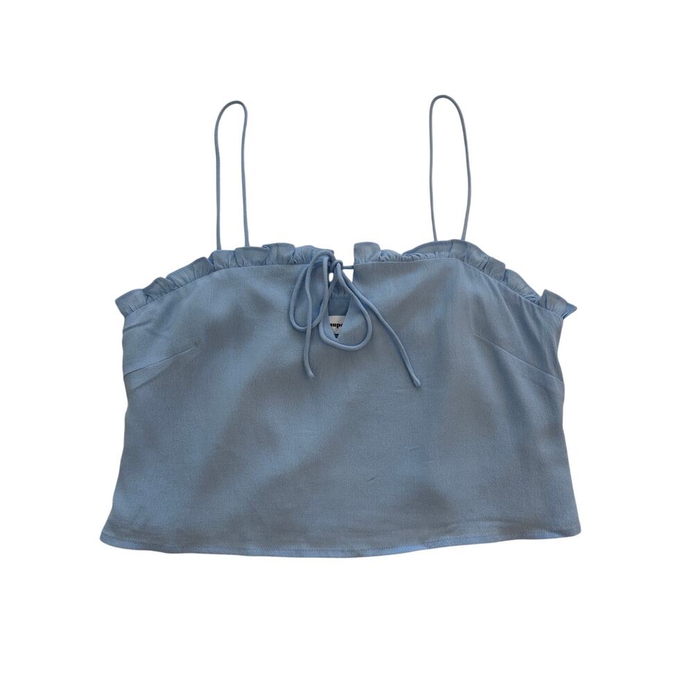 Superdown Crop Ruffle Hem Tie Front Thin Strap Top Size Medi